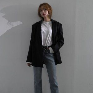 STYLENANDA NOTCHED LAPEL BUTTON FRONT BLAZER